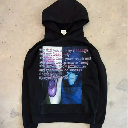 Harajuku Casual Cartoon Print Hoodies Men Grunge Streetwear Sweatshirt Tops Goth Y2k Oversized Hoodie Tracksuit Men Clothing