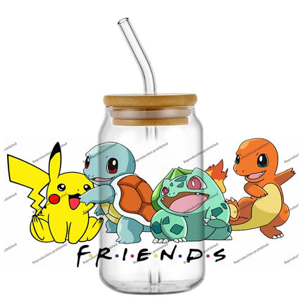 popular Pokemon UV DTF Cup Wrap 16oz Reusable Washable SelfAdhesive transfer Sticker for DIY Tumblers DIY Home decoration