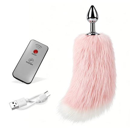 Wireless Remote Control Fox Tail Metal Anal Plug Vibrating Tail Butt Plug Vibrator For Women Dildos Stimulator Adult Sex Toys