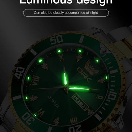 OPK 8171 Men's Watches Simple Casual Original Quartz Watch for Man Waterproof Stainleess Steel Luminous Dual Calendar Display
