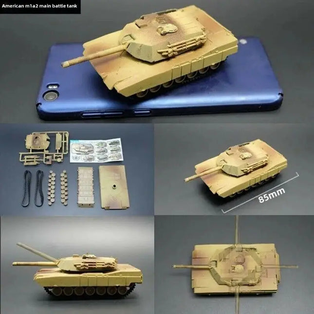 1/72 Scale Mini Plastic Assembled Tank Model Kit WWII Military Model Puzzles, M88A1G, M1A2, T55A, M4A3, M12, JSU152, M42, M1113A