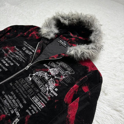 2026 New American Fashion Trend Goth Printed Zipper Hoodie Women Street Hip Hop Punk Rock Sweatshirt Unisex Casual Loose Hoodie