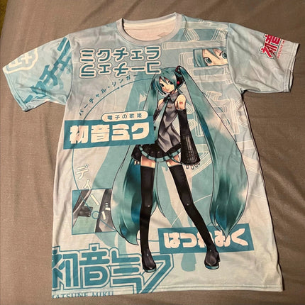 2026 Summer Miku Hatsune Retro Cosplay T-shirt Men's Oversized 3D Printed Short-sleeved Family Unisex Children's Sports Shirt