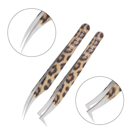 Leopard Eyelash Tweezers Stainless Steel High Quality Lash Tweezer For Lashes Extension Anti-Static 3D Accurate Clip Makeup Tool