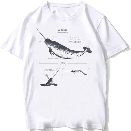 Whale Shark Anatomy Biology T-shirt Unisex Women Hip Hop Casual T Shirts Women Beach Diving White T-shirt Vintage Women Tees