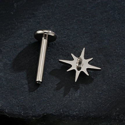 Right Grand ASTM F136 Titanium CZ North Star Flat Back Earring 16G Tiny Starburst Helix Cartilage Stud Earlobe Piercing Jewelry