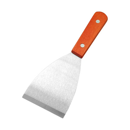 Stainless Steel Oblique Spatula Steak Burger Pancake Pizza Scraper Shovel Wooden Handle Barbecue Utensils Kitchen Cooking Tools