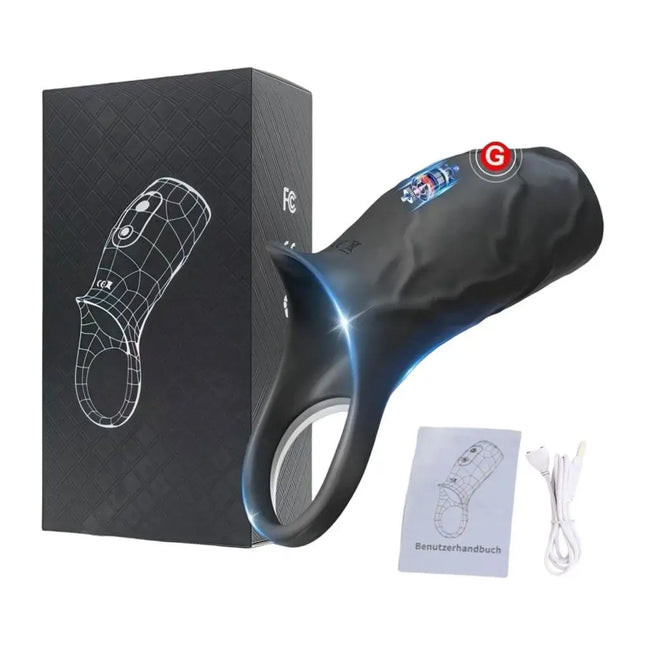 Vibrating Penis Sleeve Cock Ring Simulation Pattern Powerful Vibration Stimulation Delay Ejaculation Sex Toys Intimate Vibrators