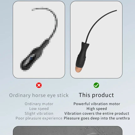 Male Urethral Vibrator Soft Silicone Urethral Dilator Set Catheter Penis Plug Sounding Horse Eye Stimulation for Probe  AdultMan