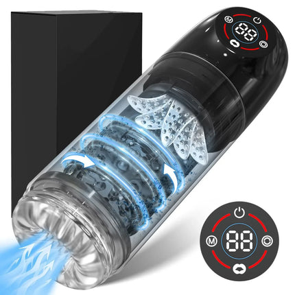 Male Automatic Masturbator Cup Penis Pump 7 Thrusting Rotating Vibrating Sucking Licking Modes Pussy Blowjob Sex Toys For Men