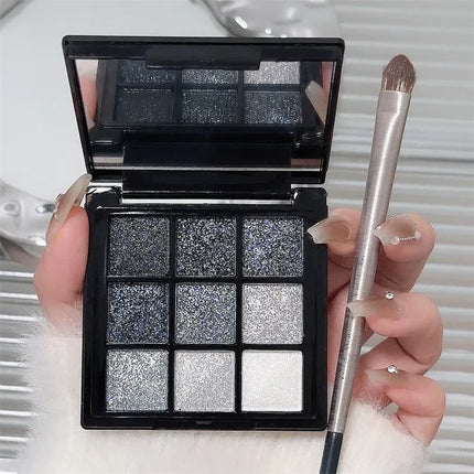 Punk Smoked Black Gray 9 Color Eyeshadow Makeup Palette Dark Color Pressed Glitter for Eyes Shadow Pigment Powder Cosmetics
