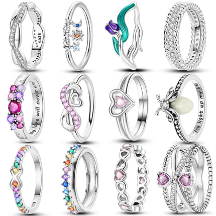 Fashion Original Luminous Firefly Rings 100% 925 Silver Eternal Heart-Shaped Zircon Rings Fine Wedding Engagement Jewelry Gifts