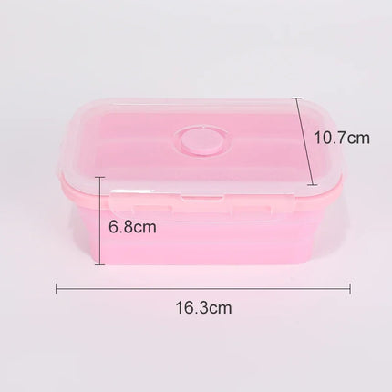 Collapsible Food Storage Containers Foldable Silicone Lunch Containers with Lids, Rectangle Collapsible Bowls Round Food Bowls