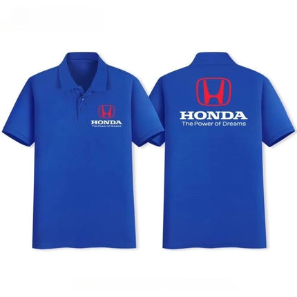 Honda New Modified Motorcycle Men's POLO Shirt Cycling Breathable Shirt Fashion Printed Short Sleeve Loose Lapel Off-Road Wear