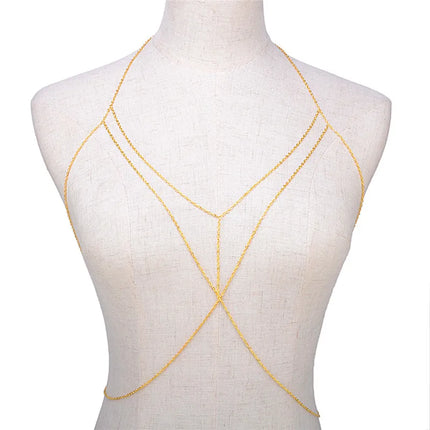 Metal Body Bust Chain Jewelry For Women Sexy Bikini Ladies Breast Crystal Breast Chain Necklace Decoration Summer Body Jewelry