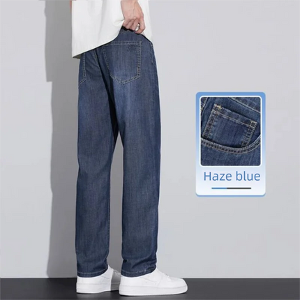 26 New Lyocell Slim Straight Leg Jeans Spring Summer Men's Pants High-quality Classic Cool Breathable