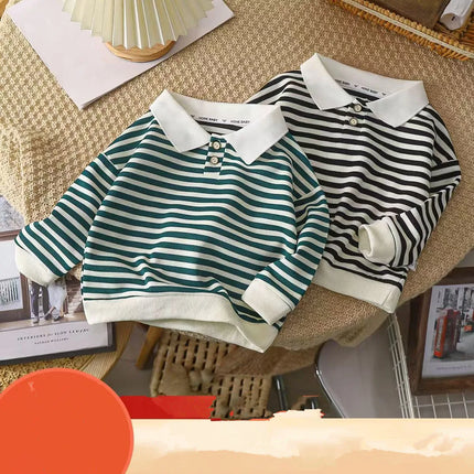 New Children's Long Sleeve Polo Shirt Spring Boys' Girls Pullover Children's Fashion Top Sweatshirt
