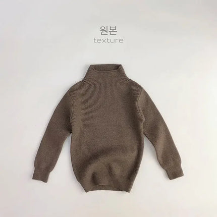 Kids Fleece Lined Turtleneck Sweater 2025 Winter Warm Knitwear Baby Boys Girls Thermal Top