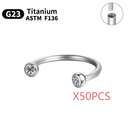 G23 Titanium ASTM-F136 Piercing Nose Ring Eyebrow Septum Helix Cartilage Piercing C rod Body Jewelry For Women Wholesale 5/50PCS