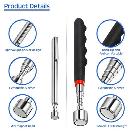 Telescoping Extendable Magnet Pick Up Device Portable with Pen Clip Magnetic Suction Bar Picker Hand Tool Accessories