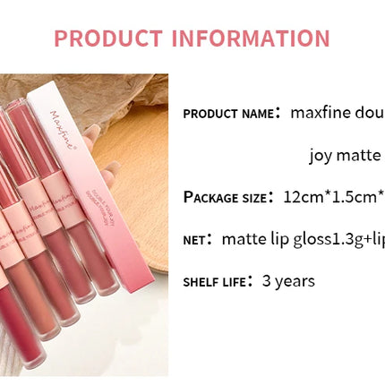 Double-Headed Lip Gloss Waterproof Moisturizing Long-Lasting Mist Matte Velvet Mirror Lip Gloss Cosmetics