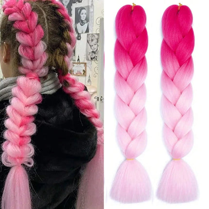 Synthetic Jumbo Braids DIY Ponytail 2Packs Long Purple Braiding Hair Pre Stretched Purple Stage Party Halloween Costume Cosplay