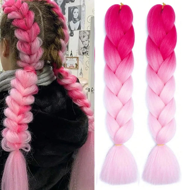Synthetic Jumbo Braids DIY Ponytail 2Packs Long Purple Braiding Hair Pre Stretched Purple Stage Party Halloween Costume Cosplay