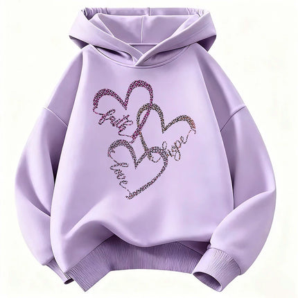 Hoodies Leopard Print with Love Heart Design Children's Sweatshirt Cute Hoody for Boys Girls Autumn Spring Casual Clothes