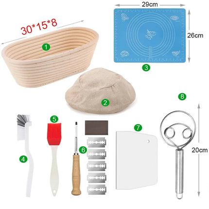 5/8pcs Bread Banneton Proofing Basket  Natural Rattan Wicker Oval Round Dough Sourdough Baskets  Cane Baking Fermentation