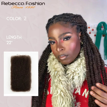 QVR Dark Brown Afro kinky Bulk Hair Extensions For Braiding Dreadlock Afro Kinky Curly Human Hair No Attachment 50grams/Pack