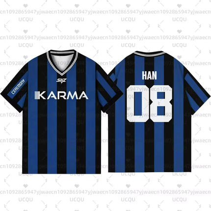 2025 KPOP Stay KARMA Album Fans Support Shirts FELIX BANGCHAN HYUNJIN Streetwear Plus Size Clothes Short Sleeve Tops T-shirt