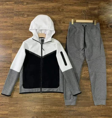Men Knit Zip Hoodie Pants Set Sports - Windproof Cotton Casual / Ensemble Homme Hoodie Zip Pantalon - Coupe-Vent Coton