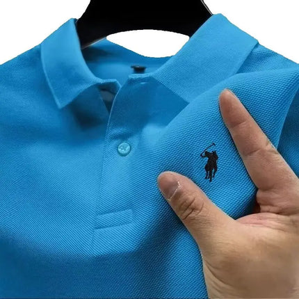 New Men's High-Quality Embroidered Logo Short-Sleeved Polo Shirt, Summer Fashion, Casual, Comfortable, Breathable T-Shirt Top