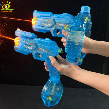 HUIQIBAO Electric Water Gun Toy for Kids Adults, Large Capacity Drum Magazine Automatic Water Pistol with Light, Summer Outdoor