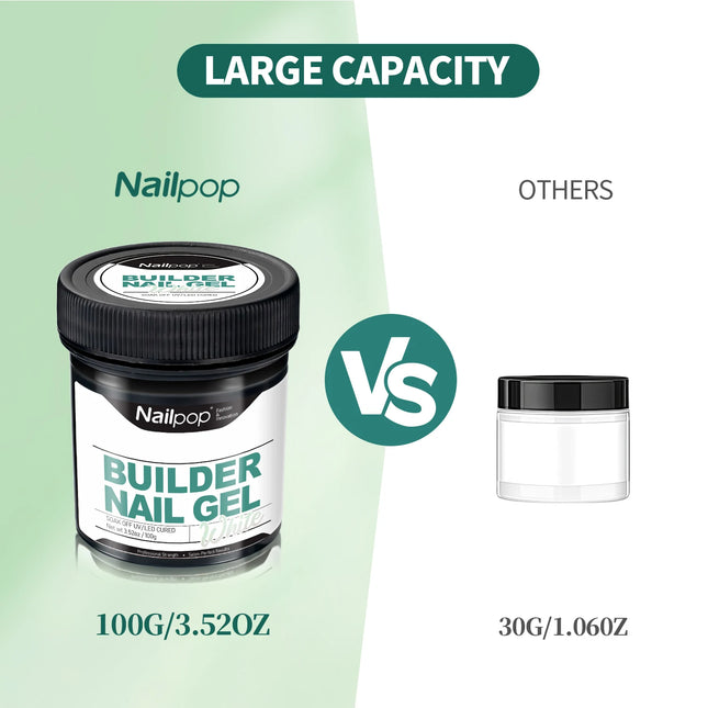 Nailpop Professional Builder Gel UV Hard Gel for Nail Strengthen Quick Building Long Lasting Soak Off Extension Gel 30/100g