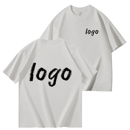 DIY260g 100% pure cotton customized men's T-shirt with logo text photos on both sides, summer breathable short sleeved top 2025