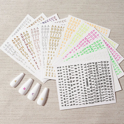 Letter Nail Art Stickers 12 Sheets / Stickers Lettres Ongles