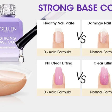 GELLEN Nail Polish Set 18ml 4PCS Kit Base Coat Top Gel Cuticle Softener Oil Salon Quality Manicure Pedicure Valentines Gift