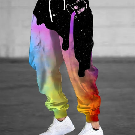 2025 New Men's Building Block Print Casual Pants Hip-Hop Street Style Drawstring Sweatpants Outdoor Fashion Men Drawstring Pants