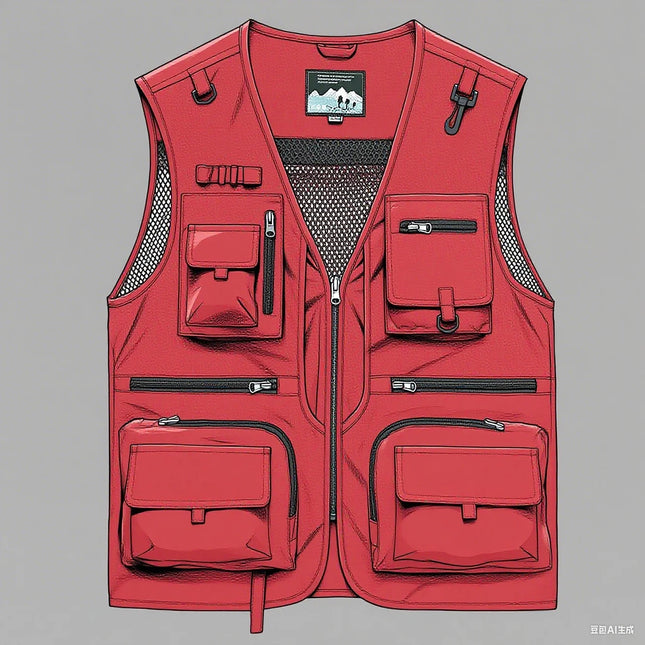 Summer Men's Casual Vest Solid Color Multi-pocket Mesh Patchwork Breathable Sleeveless Vest Camping Fishing Photography Vest Top
