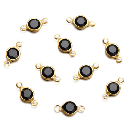 10pcs/lot Stainless Steel Crystal Round Double Ring Pendants for DIY Bracelet Necklace Beads Jewelry Making Accessories