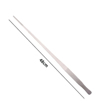 Stainless steel thick curved straight tweezers 48cm long teeth anti slip pet feeding tool, aquarium plant tweezers