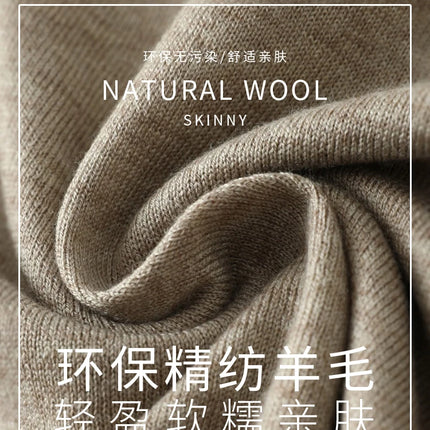 High quality worsted  spun collar wool sweater men's spring and autumn business polo sweater thin long sleeved knitted T-shirt