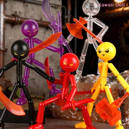 1 Set Multi-jointed Matchmaker Movable Assembled Robot Creative Stickman Desk Ornaments Decorative Festival Gift