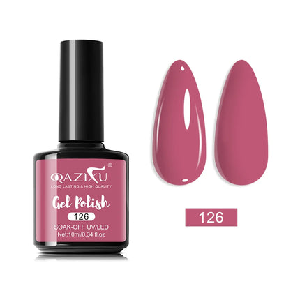 QAZIXU 48 Colors 10ml Red Black White Gel Nail Polish Manicure Semi Permanent Soak Off UV Nail Art Varnish Nail Supplies