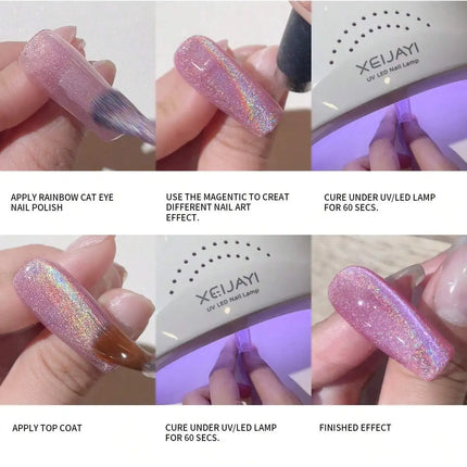15ML Rainbow Cat Eye Nail Polish Gel Phototherapeutic Gel Soak Off Nail Magnetic Gel Polish Nail Art DlY For Salon At Home