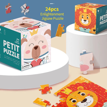 Mini 24 Pieces Kids Paper Puzzle Children Petit Puzzle Early Education Toys Intellectual Toy 3 Years Old English Packaging