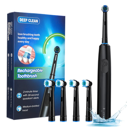 Sonic Electric Toothbrush Rechargeable Rotary Adult Waterproof with Timer 5 Modes & 4 Replaceable Brush Heads for Teeth Cleaning