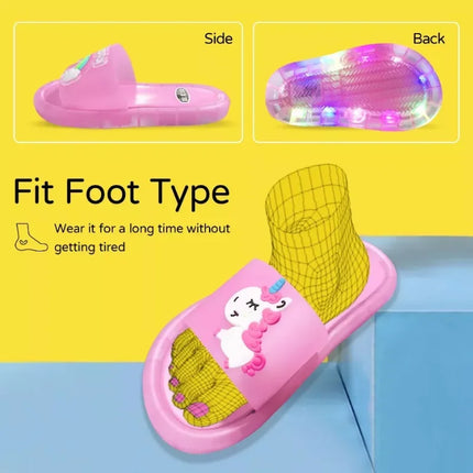 Children's Boys Girls Slippers Cartoon Unicorn Animal Prints Shoes Lighted Fashion Cute Shoes Bathroom Kids Toddler Slippers