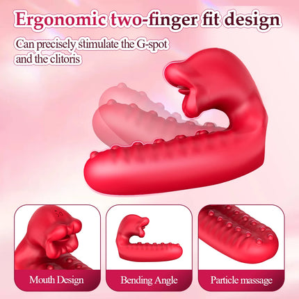 10 Frequency Rose Double Vibration Finger Cover For Female Clitoris Stimulation G-spot Anal Massage Sex Toy Adult Product ﻿